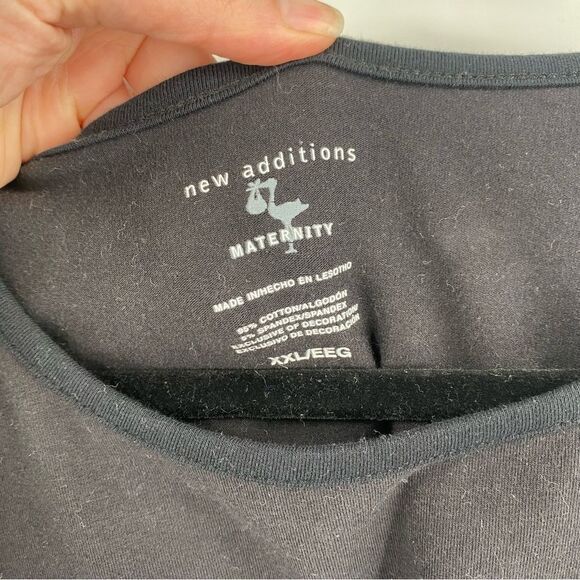 New Additions Maternity Women’s Crew Neck Short Sleeve Black Teeshirt Size XXL - Picture 2 of 3